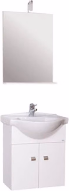 Mobile bagno sospeso Emma colore bianco con base e specchiera con illuminazione LED L/P/H: 58 x 47 x 64 cm