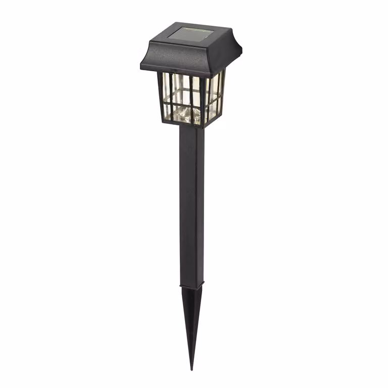 Dictrolux Lampada Solare LED da Giardino con Picchetto, Colore Nero, Luce Bianco Caldo, Altezza: 32 cm