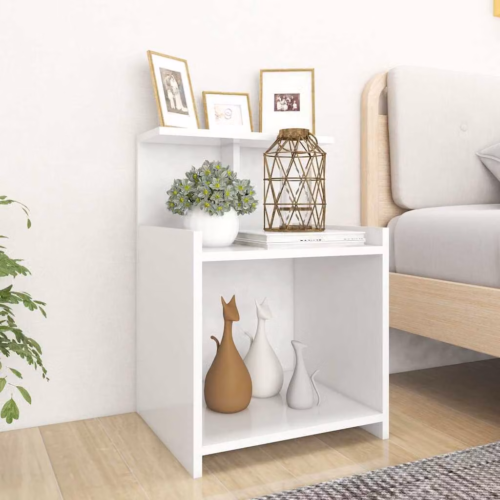 Comodino moderno vidaXL bianco in legno e MDF, L 40 cm x P 35 cm x H 60 cm