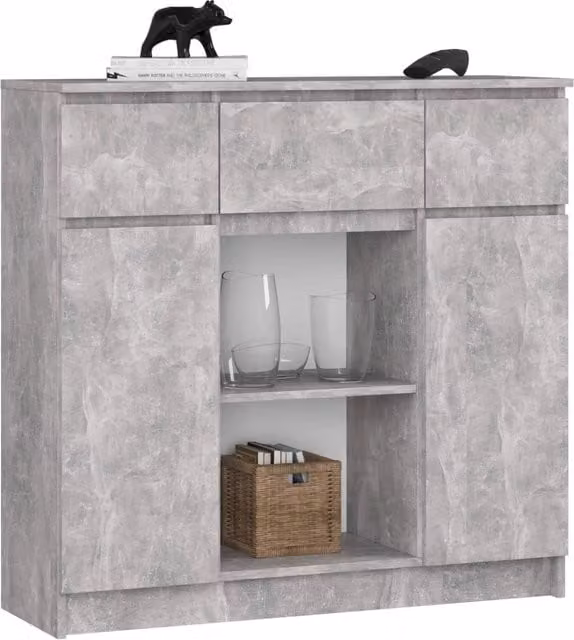 Cassettiera Akord Furniture AKORD K100 Cemento Grigia con 2 ante e 3 cassetti L: 101 cm, P: 35 cm, H: 98 cm