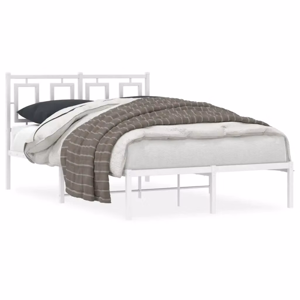 vidaXL Giroletto con Testiera in Metallo Bianco L/P/H: 120 x 200 cm – 2