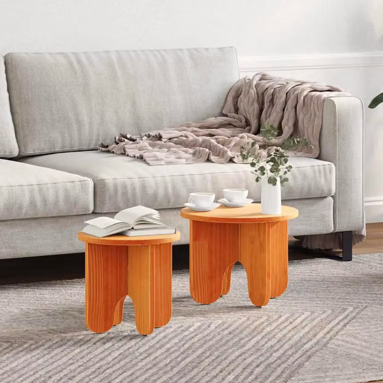 Set di 2 tavolini da salotto moderni vidaXL in legno di pino cerato marrone, L/P/H: 39,5 x 39,5 x 30 cm