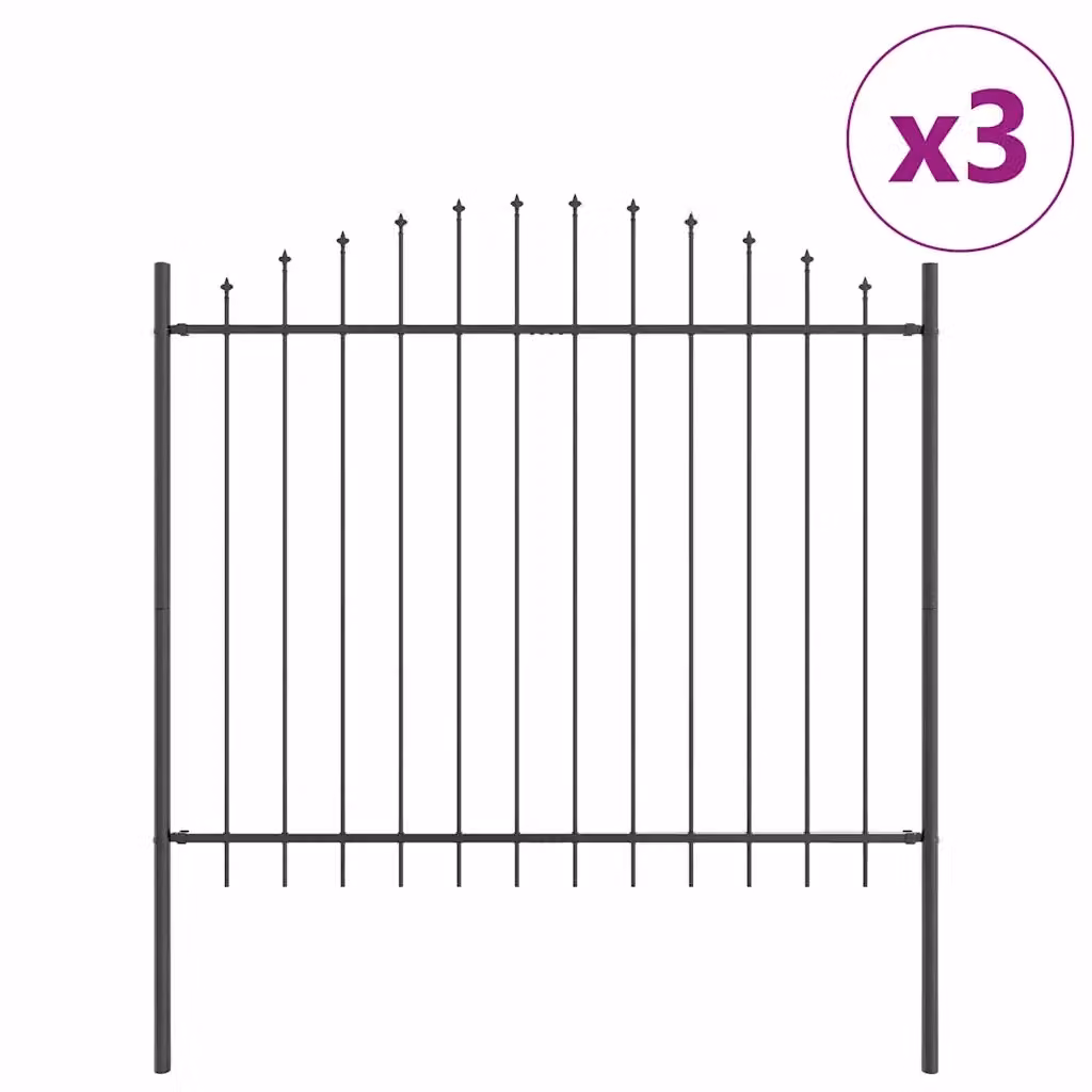 Set di 3 recinzioni per giardino vidaXL in acciaio rivestito in polvere, colore grigio, H: 190 cm, L: 170 cm – 2