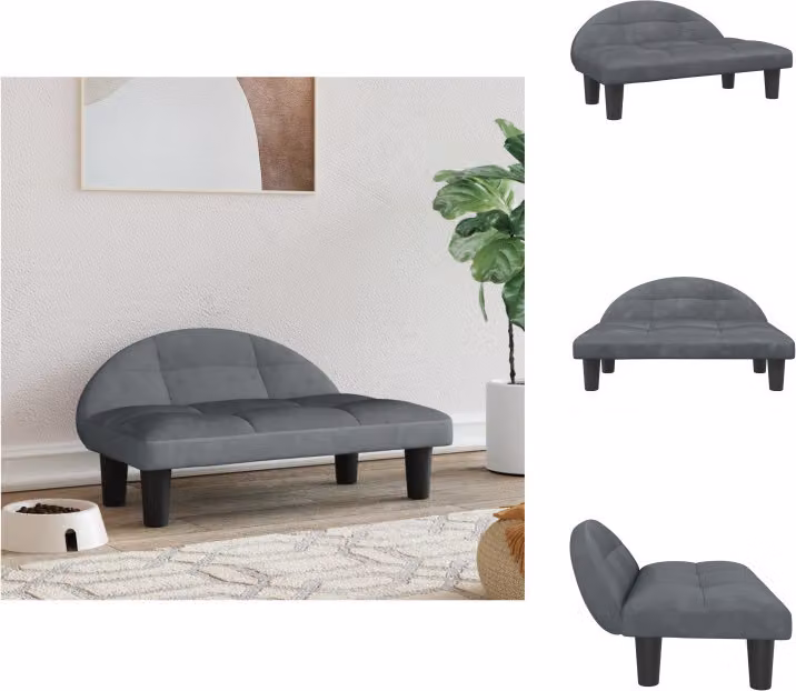 vidaXL Letto per cani grigio scuro 70x52x30 cm in velluto - Letti per cani