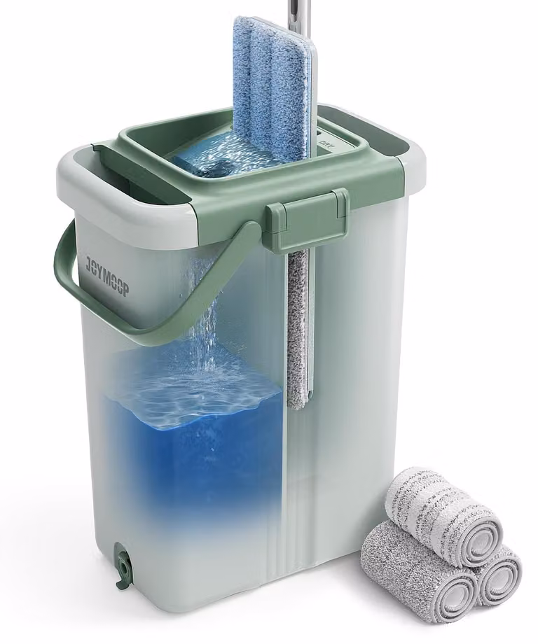 Set per la pulizia a secco con mop, completo di secchio extra-large, manico da 150 cm e 3 panni in microfibra
