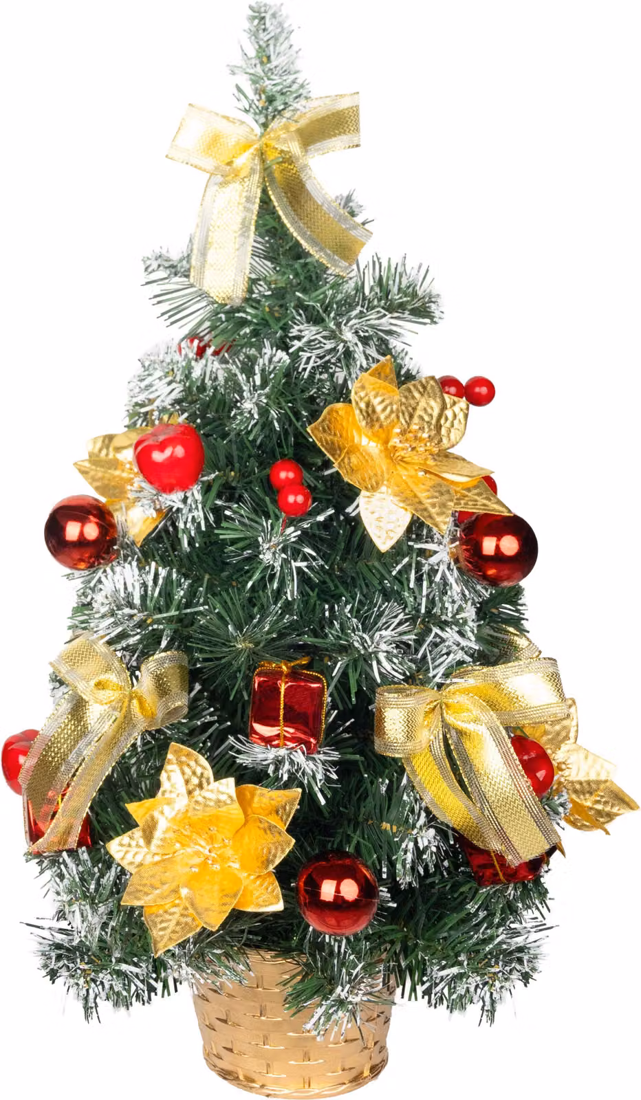 Albero MagicHome Natale, decorato, oro-rosso, 50 cm
