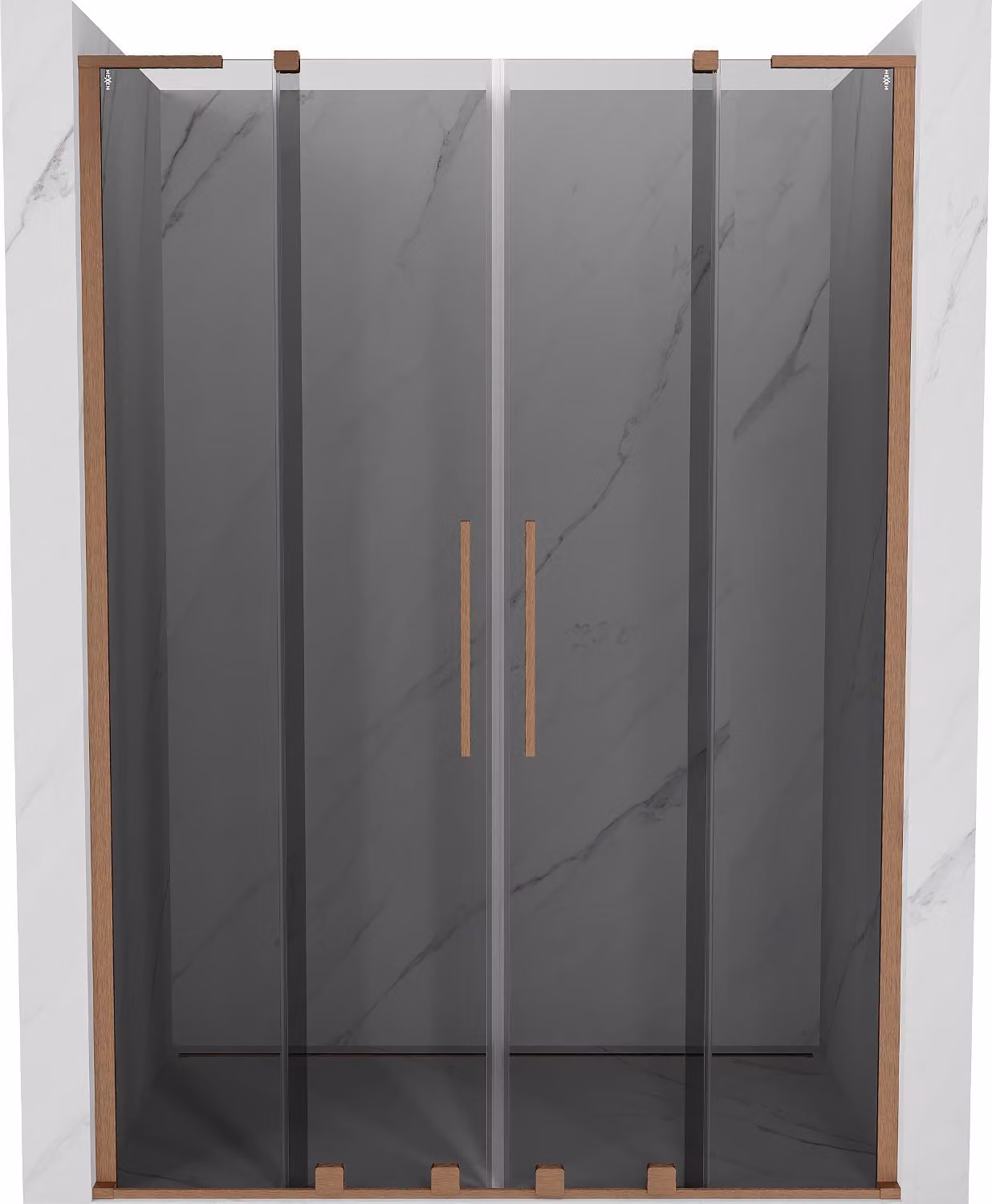 Mexen Velar L Duo porte doccia scorrevoli 160 cm, grafite, rame spazzolato - 871-160-003-42-65
