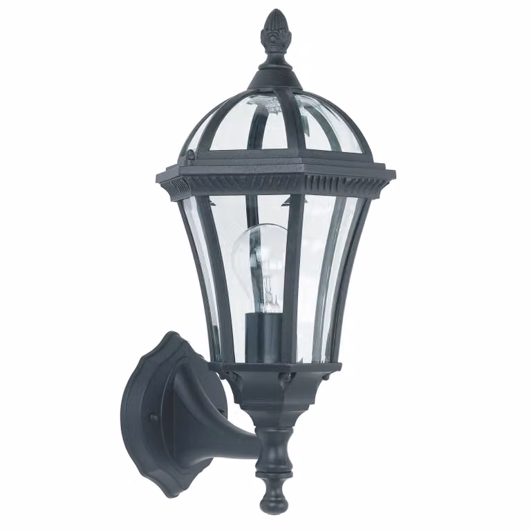 Applique da esterno a forma di lanterna DRAYTON, nero-trasparente, 1xE27x60W, alluminio, dimensioni: 41x20x22 cm, IP44, Endon