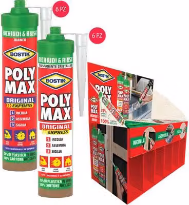 Bostik Polymax Original Express Scc Sigillante MS Polymer Bianco e Trasparente Confezione da 6 Pezzi