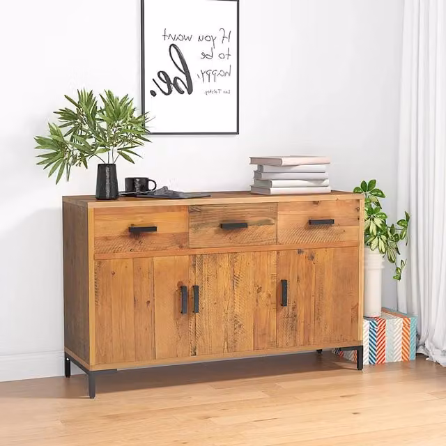 Credenza Marrone 110x35x70 cm in Legno Massello di Pino 349919