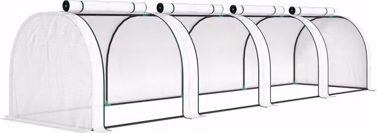 Serra invernale con porte avvolgibili con cerniera, 395x100x80 cm