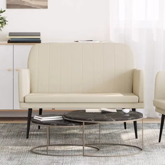 Panca-Sgabello-Poggiapiedi Crema 107x80x81 cm in Similpelle