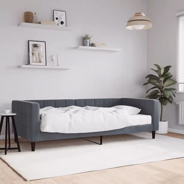 Divano Letto con Materasso-Sofa Letto-Daybed Grigio Scuro 90x200 cm in Velluto 480591