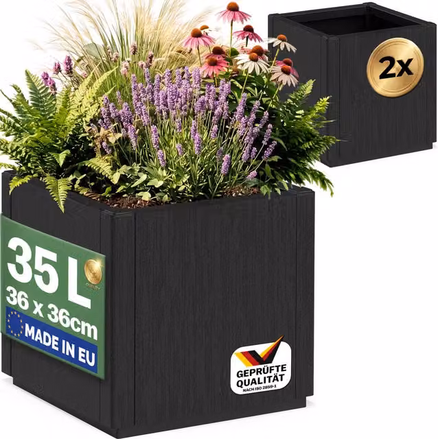 Vaso da giardino Casaria Ethica in plastica antracite H: 80 cm, L: 36 cm, P: 36 cm – 1