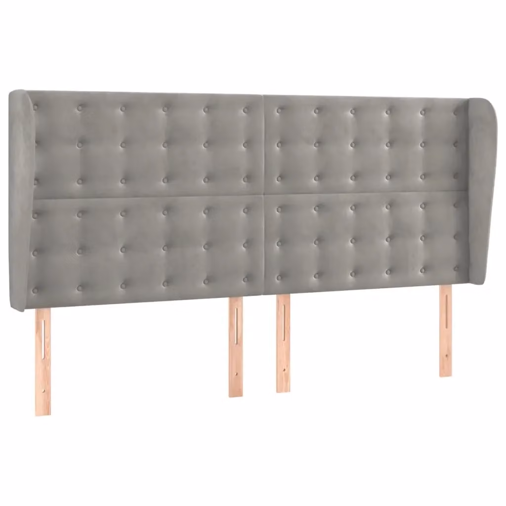 Testiera con Orecchie Design Mania in Velluto Grigio Chiaro L: 203 cm, P: 23 cm, H: 118/128 cm – 2