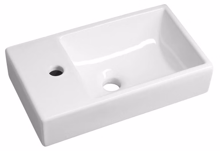 Sapho Small - Lavabo Minos, 450x260 mm, senza sfioratore, foro per batteria a sinistra, bianco 4757
