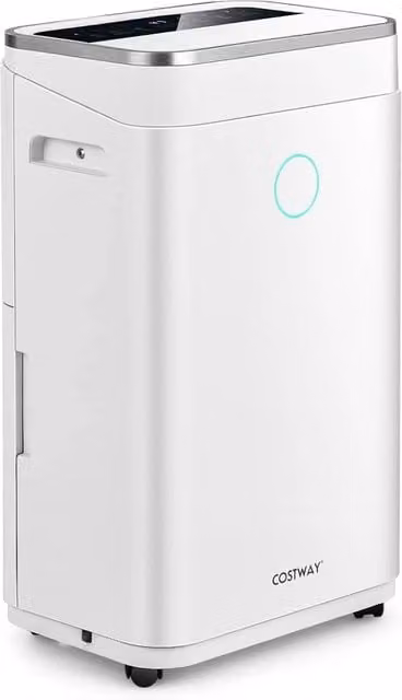 Deumidificatore Costway per casa Bianco con serbatoio da 6,5 L, timer 24 ore e scarico continuo