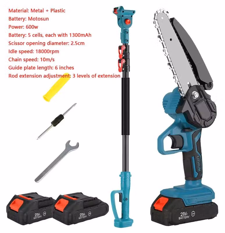 Troncatrice a batteria e motosega portatile 2-in-1 - 800 W, motore brushless - lama da 20 cm - batteria inclusa - estensione fino a 3 metri - modello E
