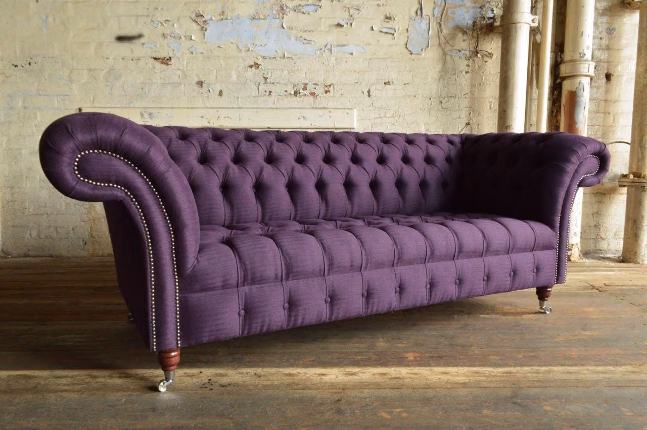 Chesterfield Design Luxus Polster Sofa Couch Sitz Garnitur Leder #178