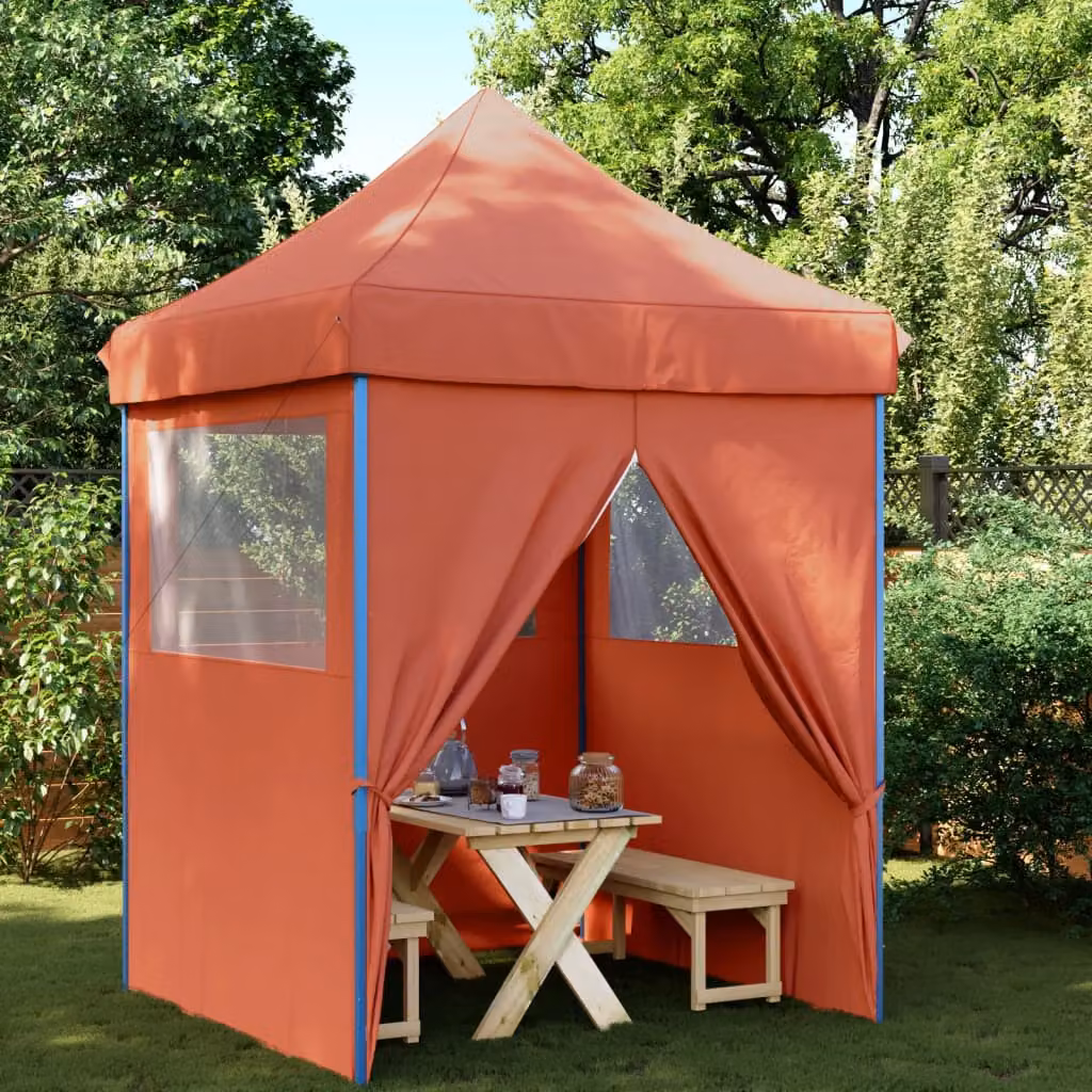 Tendone per feste pieghevole pop-up con 4 pareti vidaXL colore terracotta