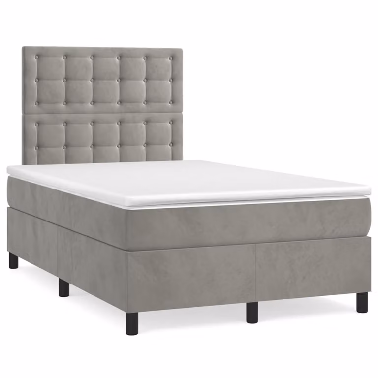 Letto Ibrido vidaXL in Velluto Grigio con Illuminazione LED e Porte USB, L/P: 120 x 200 cm