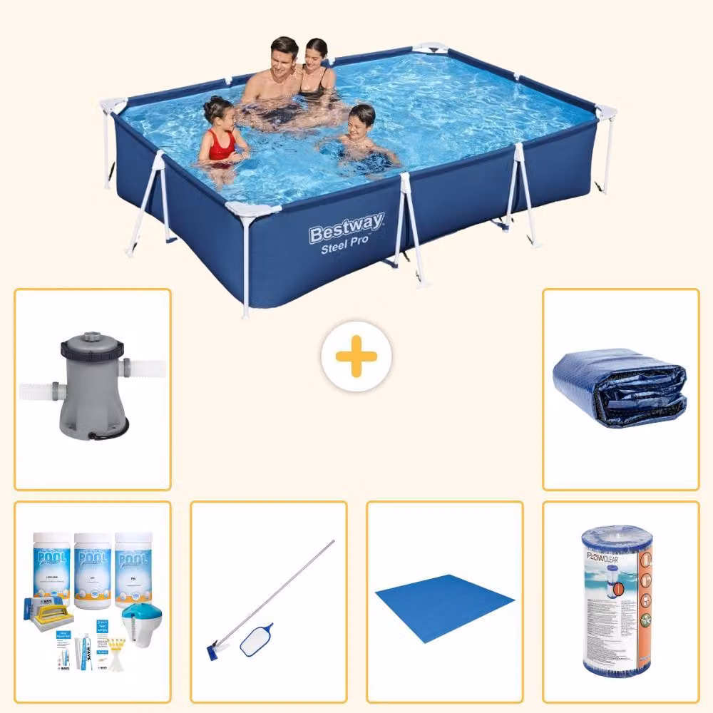 Bestway Steel Pro, piscina rettangolare - 300x201x66 cm - 7 pezzi - Modello S21555