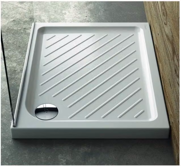 Piatto doccia rettangolare antiscivolo Gemma 2 in ceramica bianca Ceramica Dolomite L: 70 cm, P: 90 cm, H: 7 cm – 1
