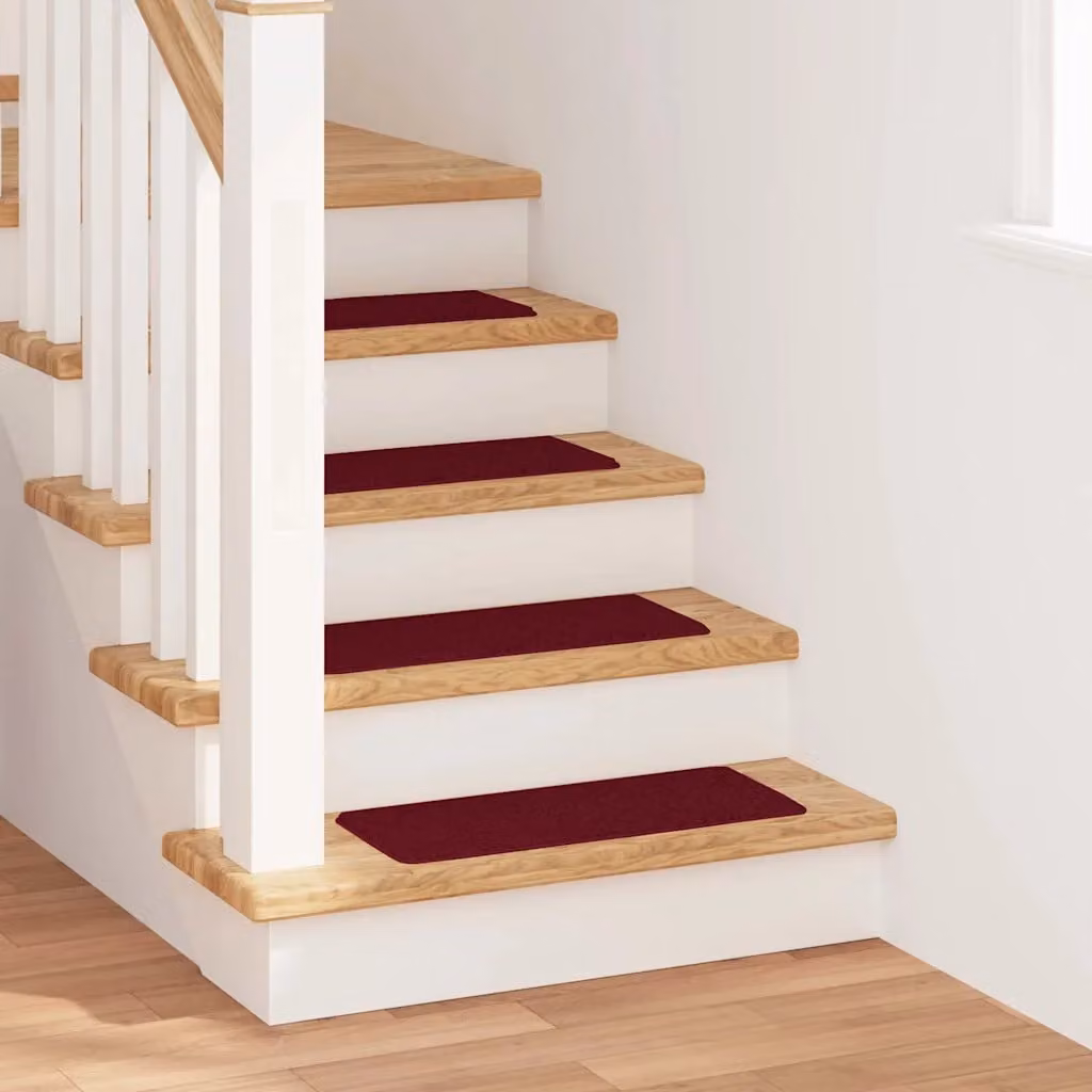 Set di 15 tappetini antiscivolo per scale vidaXL in polipropilene, colore rosso, L: 60 cm x P: 25 cm