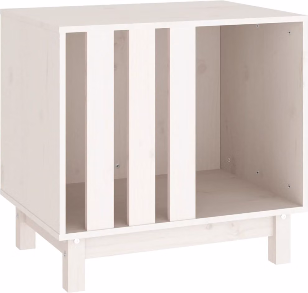 Casetta per Cani bianco 60x45x57 cm in Legno Massello di Pino