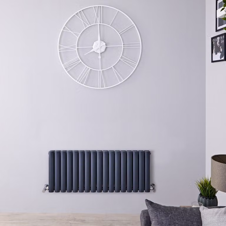 Radiatore Orizzontale Doppio Design Antracite 400x1000mm 830W - Alta Resa - Stile Moderno - Revive