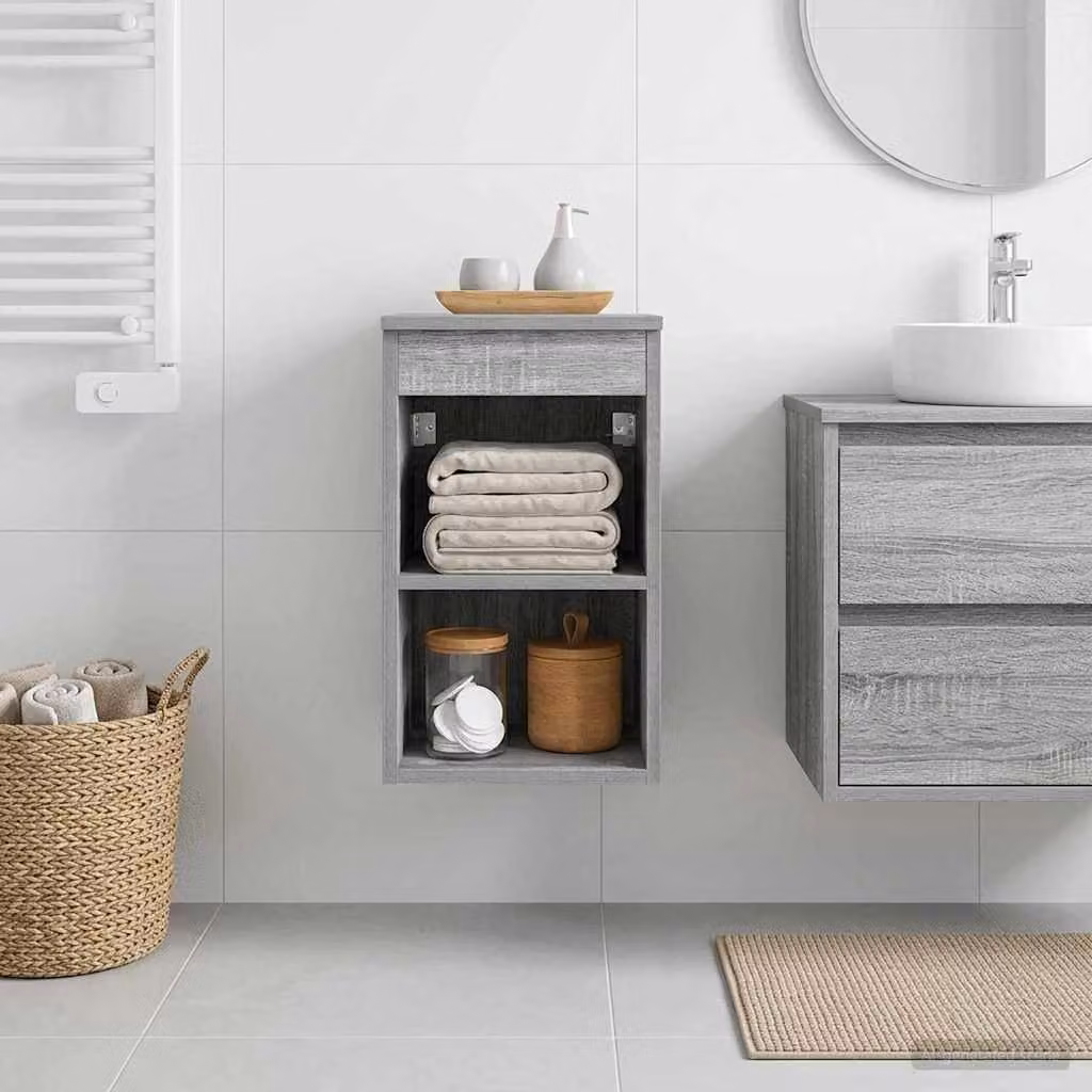 Armadio da bagno moderno vidaXL In-between in MDF grigio opaco L 30 cm x P 35 cm x H 50 cm