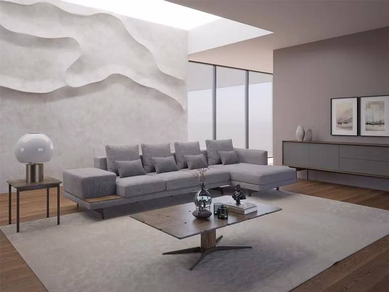 Ecksofa L-Form Grau Wohnzimmer Designer Polstermöbel Eck Möbel