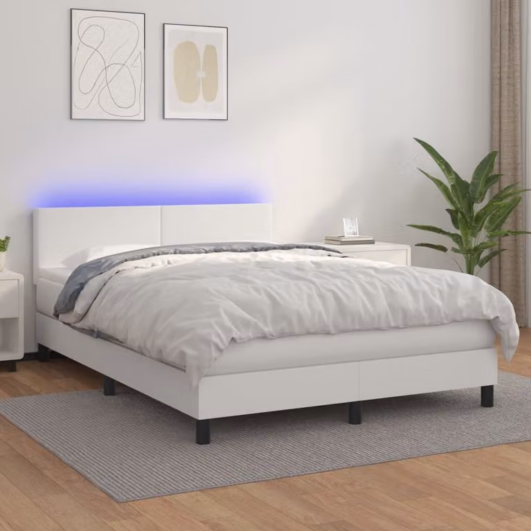 Maison Exclusive - Giroletto Molle con Materasso e LED Bianco 140x190cm Pelle finta