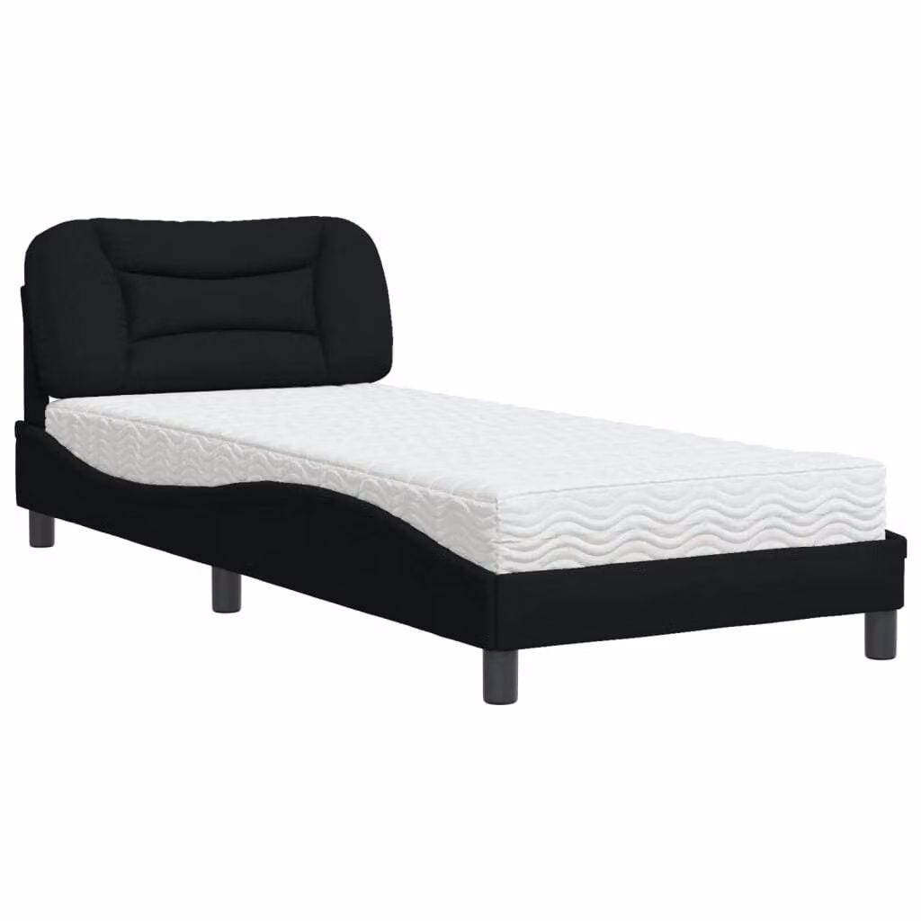 Letto con Materasso Hvar Nero 80x200 cm in Tessuto