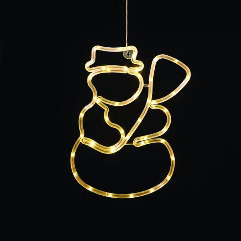ACA Pupazzo di neve natalizio da appendere illuminato con 44 LED bianco caldo, alimentato a batterie (3xAA) o tramite porta USB, grado di protezione IP20, 24,4 x 0,7 x 35,7 cm, X04441304