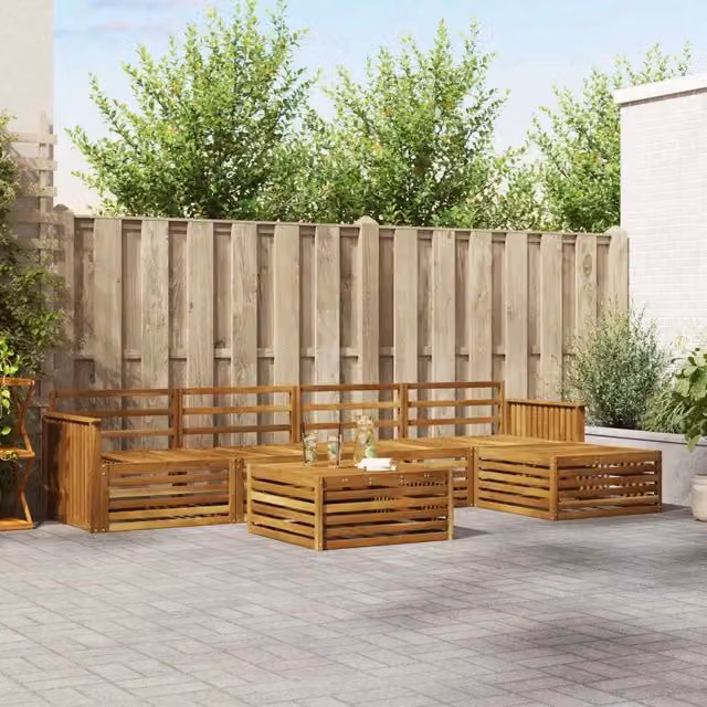 Set di divani da esterno 6 pz Naturale Legno di Acacia Massello 3373334