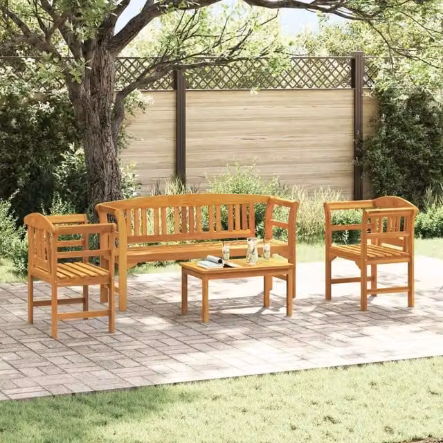 Set da giardino vidaXL in legno di acacia massello oliato marrone, 4 pezzi – 1
