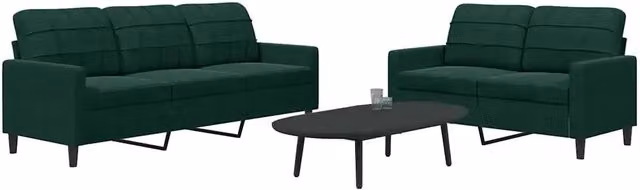 Set di 2 divani vidaXL in velluto verde con cuscini e struttura in metallo per soggiorno – 2