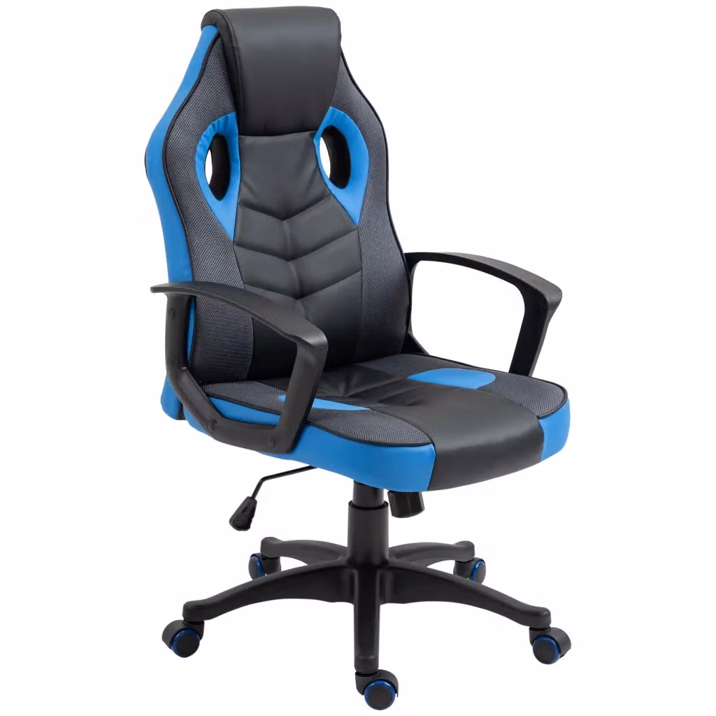 Sedia da Ufficio Ergonomica Minimal Girevole in Similpelle e Tessuto con Poggiatesta e Rotelle Nero – 2