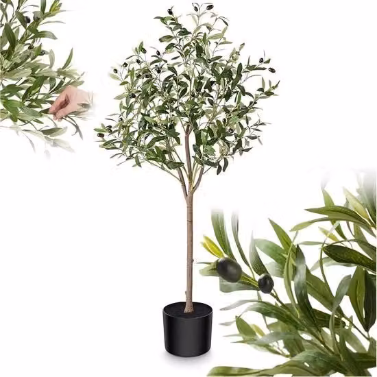 Pianta di Olivo Artificiale, 180cm, Pianta di Interno e Esterno Grande, Pianta di Olivo Artificiale, Pianta di Interno e Esterno per Ambiente, Ideale per Balcone, Camera, Salotto, Decorazione Bagno