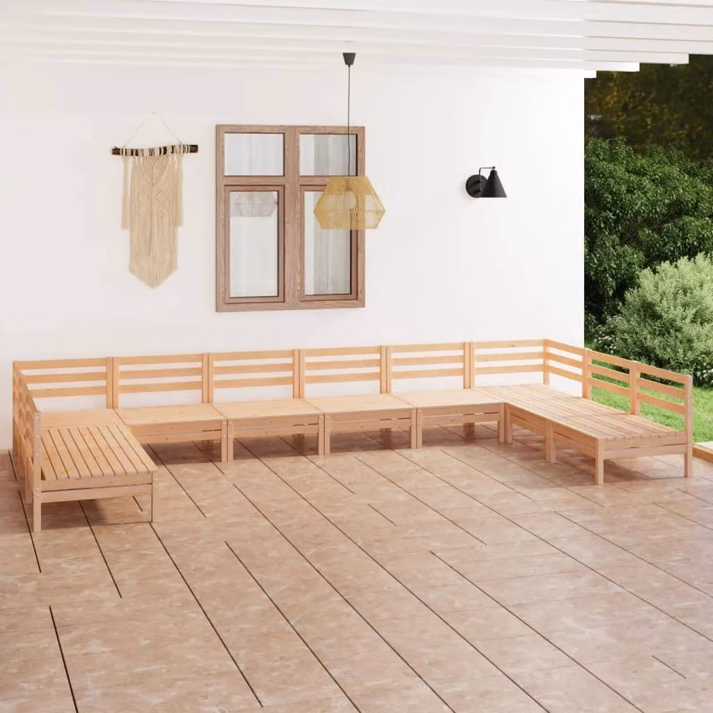 The Living Store Set da salotto da giardino in pino massiccio da 10 pezzi