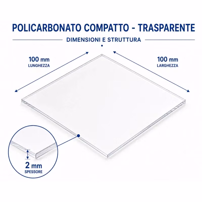 EZOOZA Foglio in Policarbonato Compatto Trasparente, Spessore: 2 mm, L/P: 100 x 100 cm, Confezione da 5 Pezzi