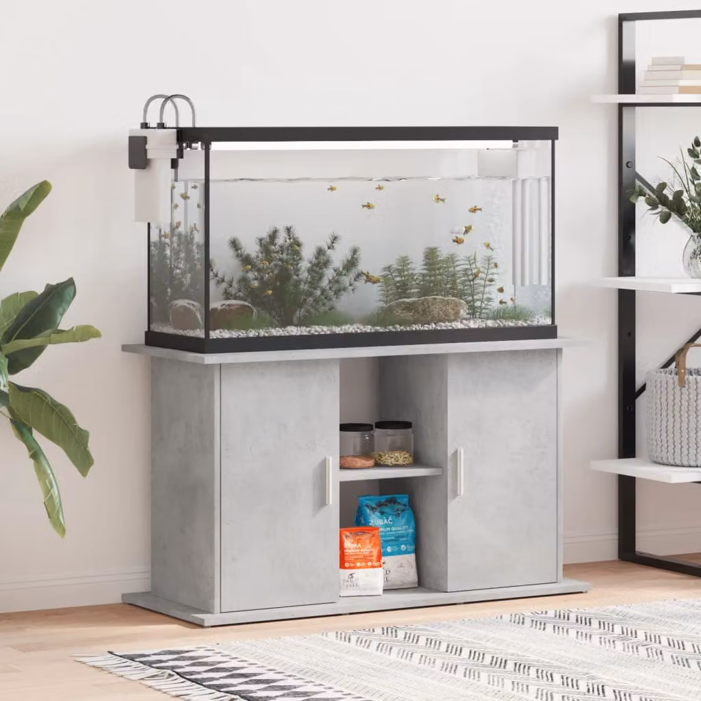 vidaXL Supporto per acquario in cemento grigio in legno ingegnerizzato L: 101 cm, P: 41 cm, H: 58 cm
