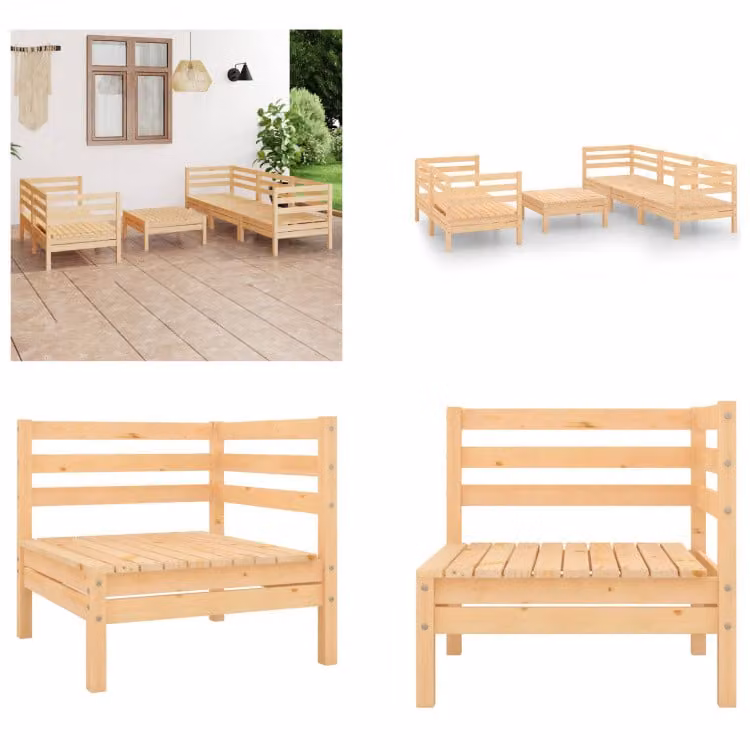 vidaXL 6 pz. Set da giardino in legno di pino massiccio - Set da giardino - Set da giardino - Set da salotto - Set da salotto