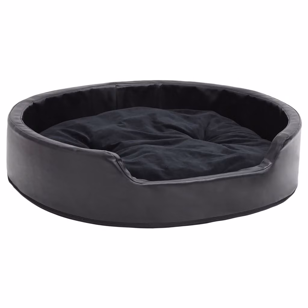 Lettino per Cani Nero 79x70x19 cm in Peluche e Pelle finta