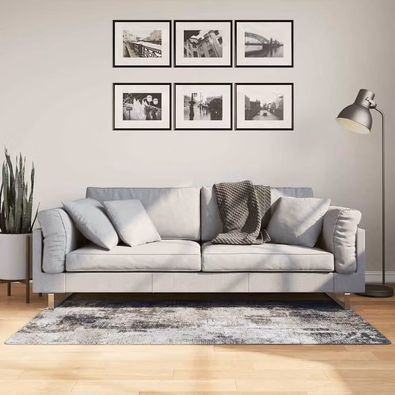 Tappeto lavabile vidaXL con design astratto moderno, multicolore grigio, L: 150 cm, P: 80 cm
