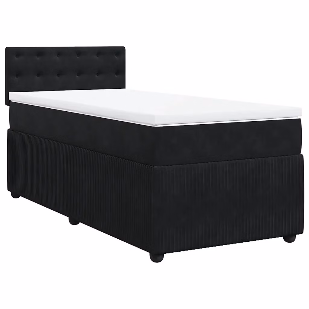 Letto Ibrido vidaXL con Giroletto a Molle e Materasso in Velluto Nero, L/P/H: 100 x 200 cm – 2