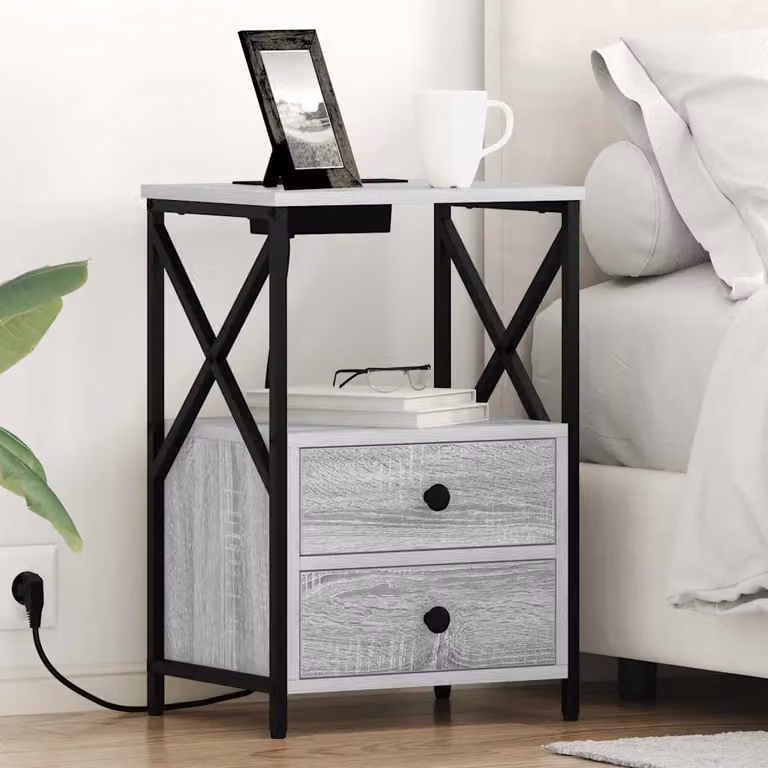 vidaXL Armadio da Notte Grigio Sonoma L/P/H: 40 x 31 x 60 cm