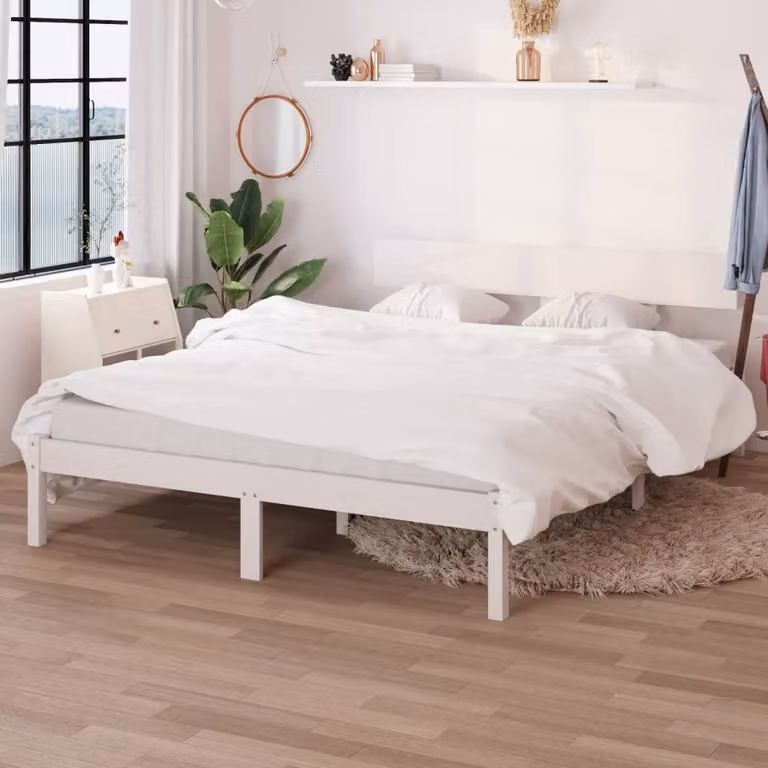 The Living Store Letto in legno massiccio di pino bianco 140x190 cm