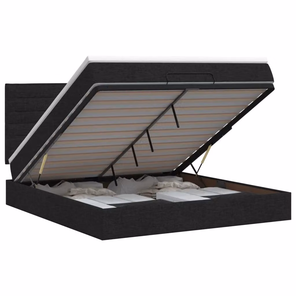 Letto ottomano moderno vidaXL con materasso e base a sollevamento, colore nero, L/P/H: 140 x 200 x 88 cm – 2